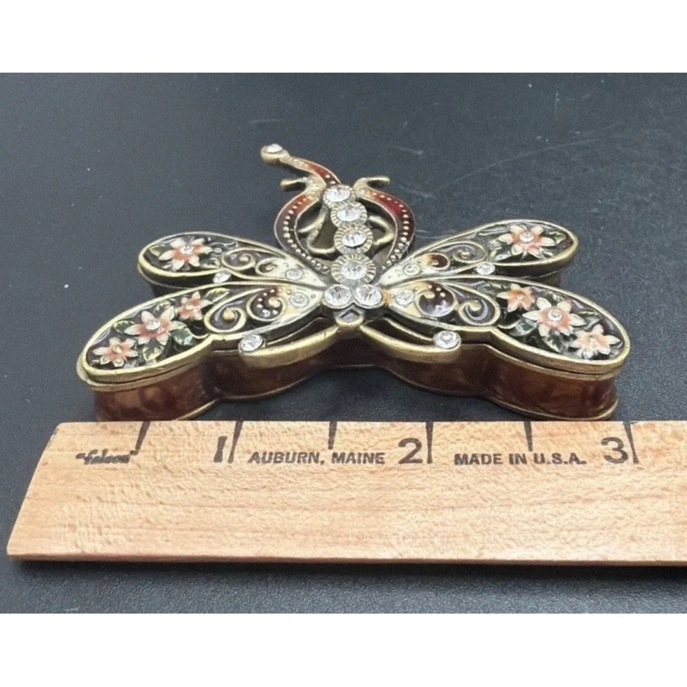 Jeweled‎ Dragonfly Cloisonne Floral Bejeweled Magnetic Trinket Box